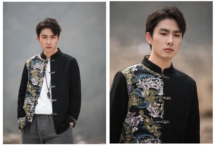 Modern Tang Suit Loose Printed Coat Men