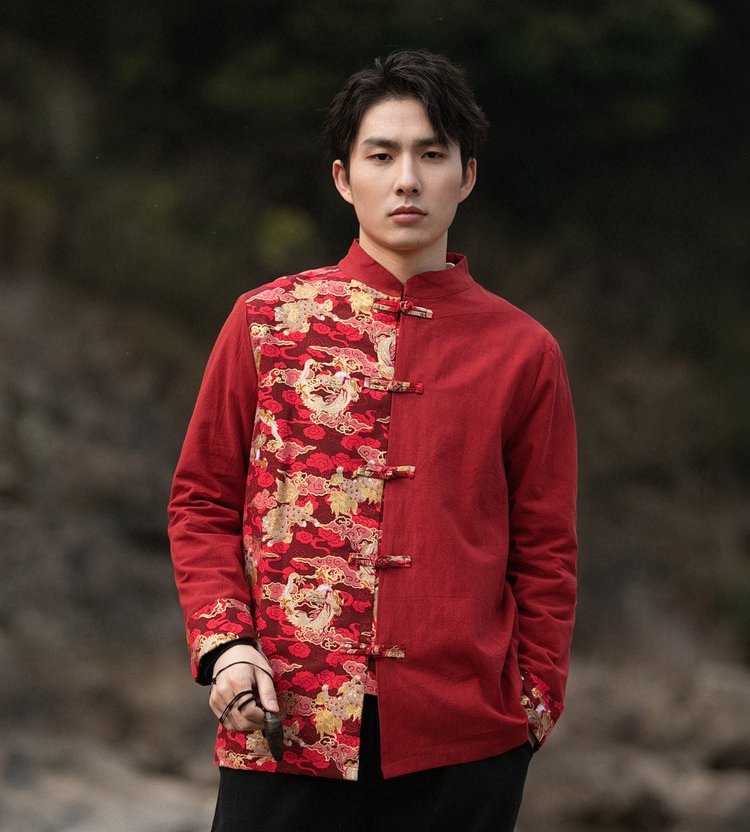 Modern Tang Suit Loose Printed Coat Men