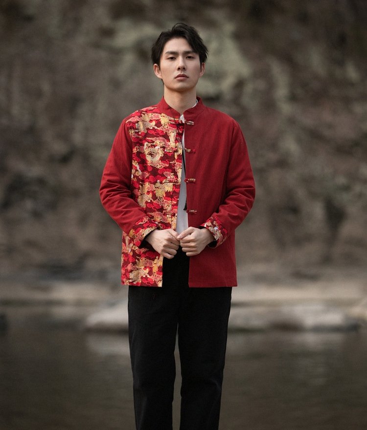 Modern Tang Suit Loose Printed Coat Men