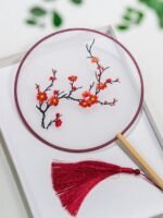 Embroidered Dance Fan Traditional Silk Fan - Image 2