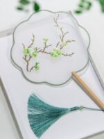 Embroidered Dance Fan Traditional Silk Fan - Image 6