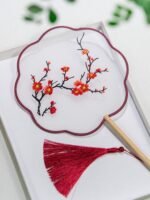 Embroidered Dance Fan Traditional Silk Fan - Image 3