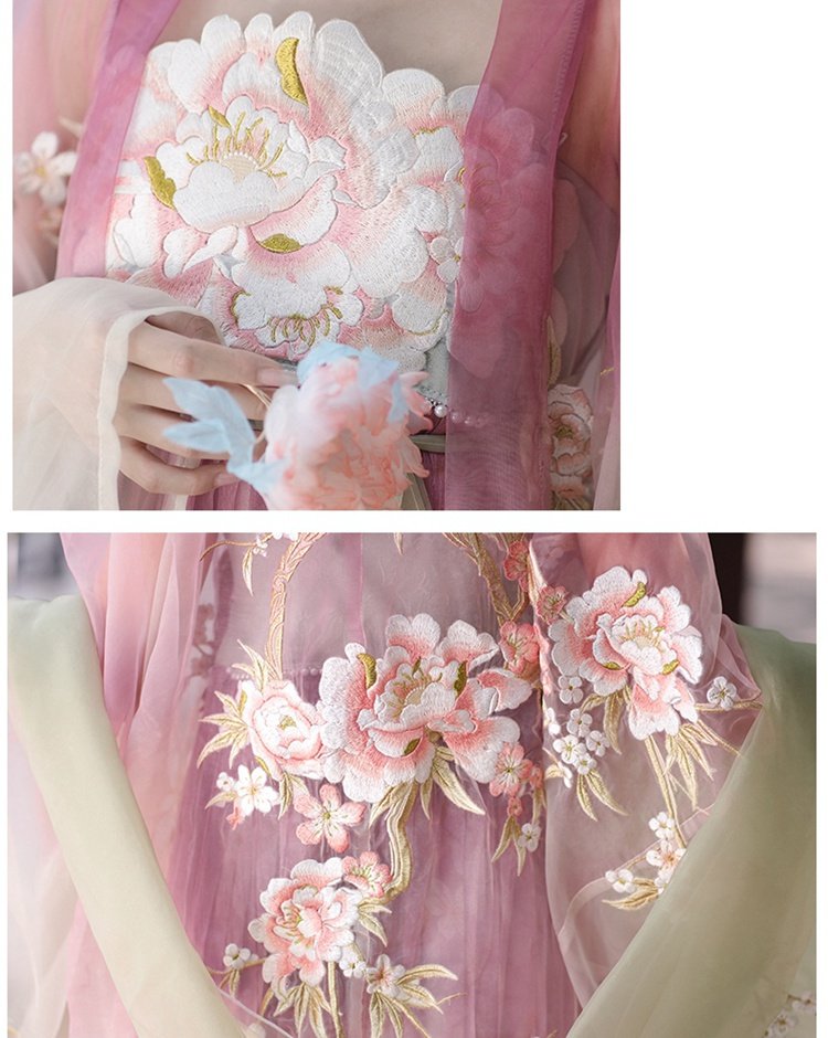Old Chinese Traditional Dress Embroidered Tang Hanfu