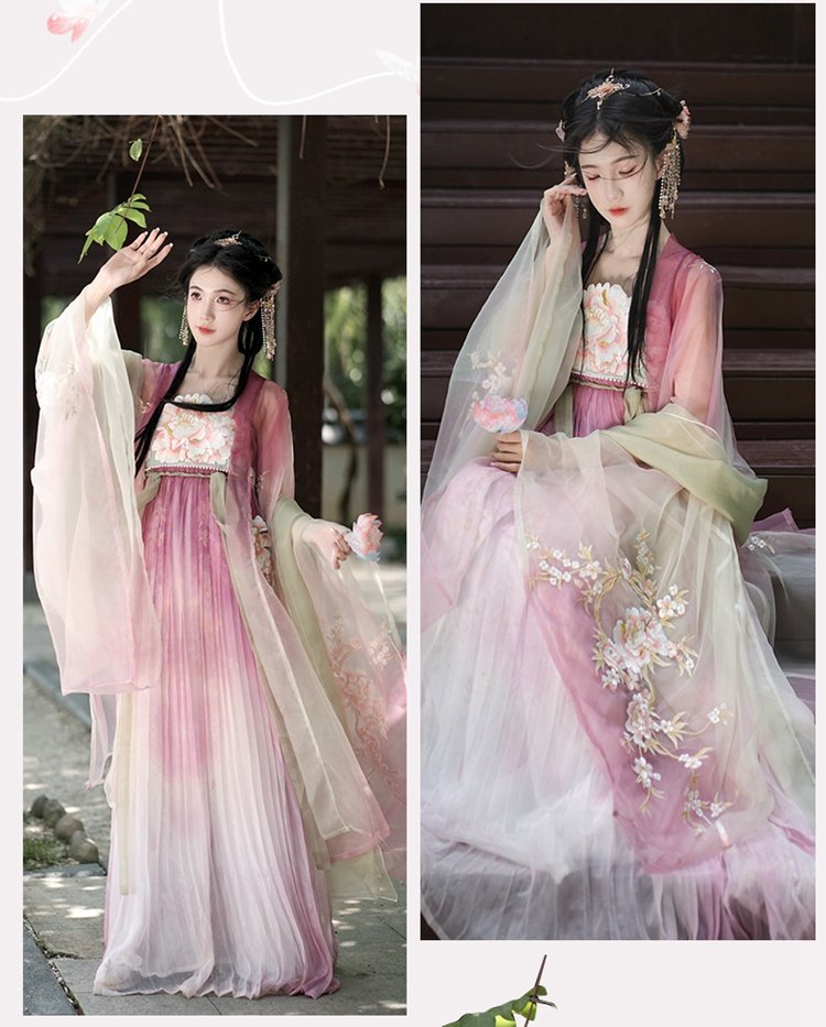 Old Chinese Traditional Dress Embroidered Tang Hanfu
