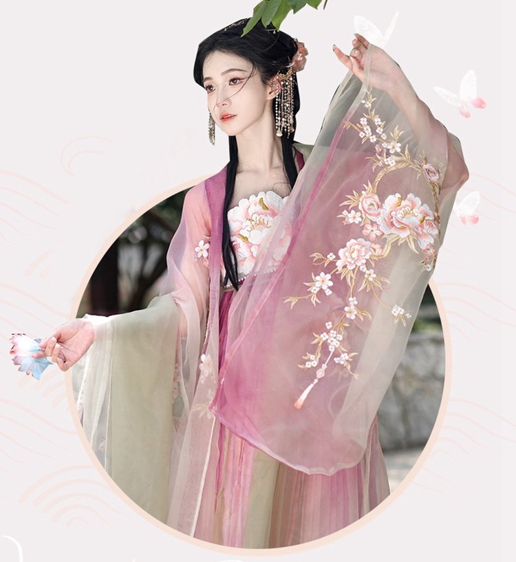 Old Chinese Traditional Dress Embroidered Tang Hanfu