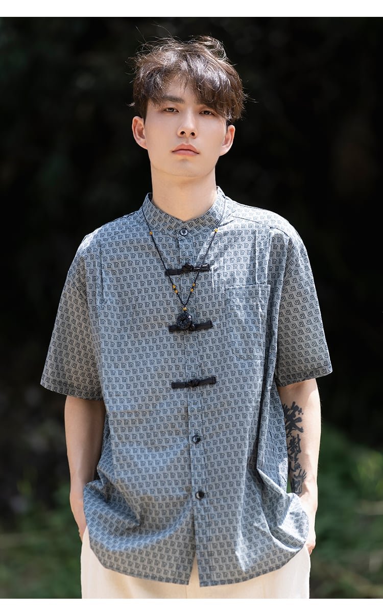 Oversized Linen Shirt Chinese Men's Retro Tang Suit Top