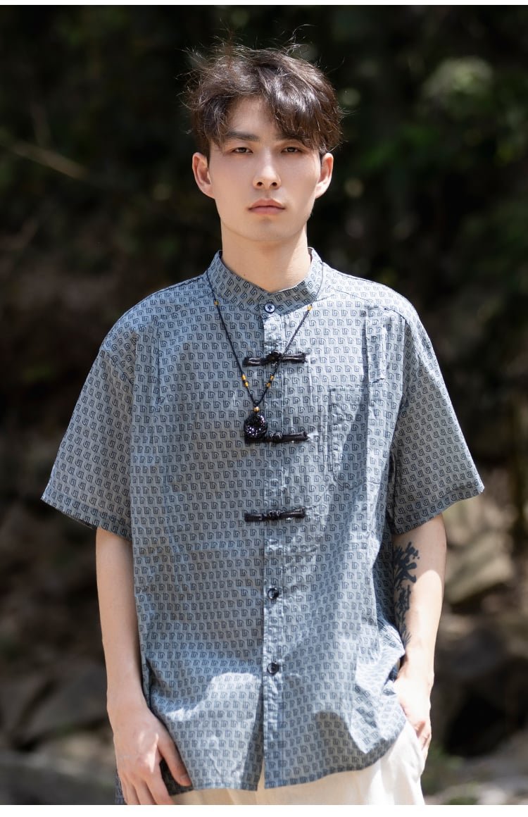 Oversized Linen Shirt Chinese Men's Retro Tang Suit Top