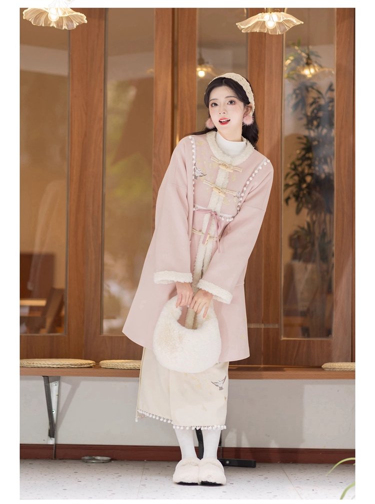 Pink Coat Womens Chinese Style Hanfu Dress