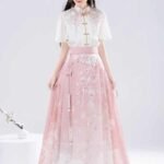 Pink Modern Hanfu White Shirt Horse Face Skirt