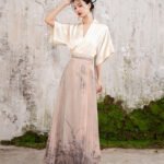 Pink Skirts For Women Modern Hanfu Pleated Skirt