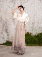 Pink Skirts For Women Modern Hanfu Pleated Skirt
