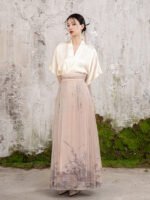 Pink Skirts For Women Modern Hanfu Pleated Skirt - Image 2