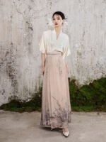 Pink Skirts For Women Modern Hanfu Pleated Skirt - Image 3