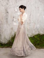 Pink Skirts For Women Modern Hanfu Pleated Skirt - Image 4