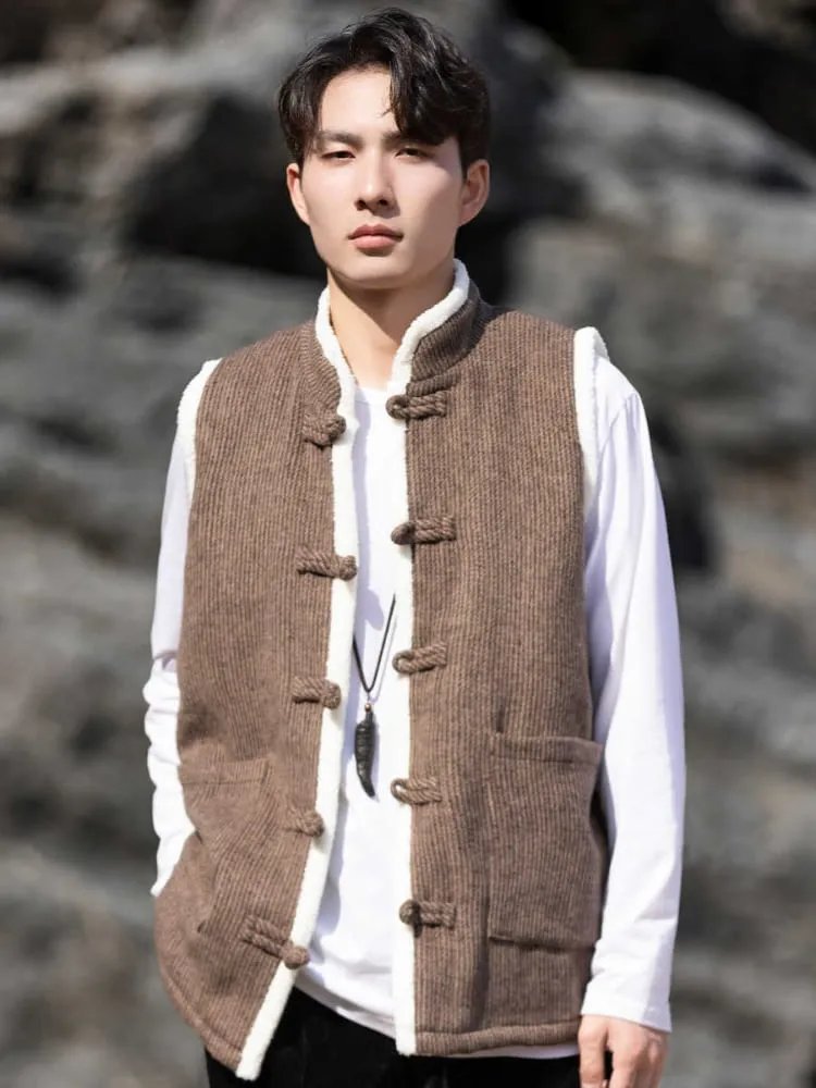 Plus Velvet Mens Vest Sleeveless Tang Suit Jacket