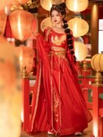 Red Chinese Traditional Dress Dunhuang Princess Hanfu