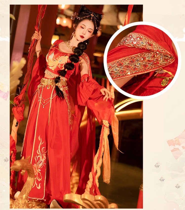 Red Chinese Traditional Dress Dunhuang Princess Hanfu