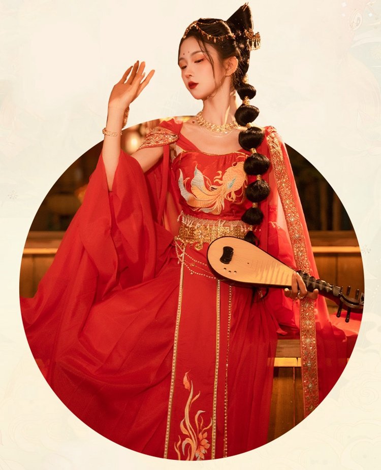 Red Chinese Traditional Dress Dunhuang Princess Hanfu