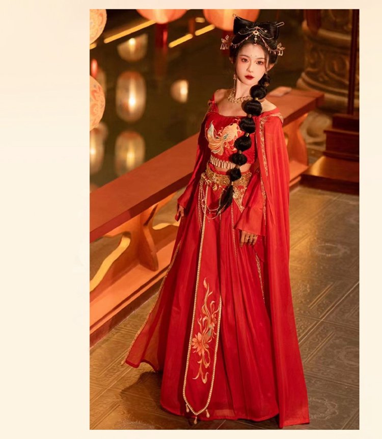 Red Chinese Traditional Dress Dunhuang Princess Hanfu