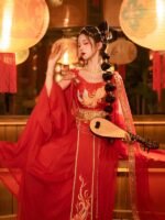 Red Chinese Traditional Dress Dunhuang Princess Hanfu - Image 3
