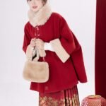 Red Coat Women Plush Hanfu Cloak Winter