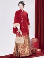 Red Coat Women Plush Hanfu Cloak Winter - Image 3