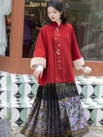 Red Coat Women Plush Hanfu Cloak Winter - Image 4