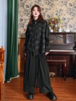 Retro Long Sleeve Women’s Black Shirt - Image 2
