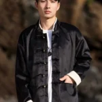 Retro Satin Chinese style Jacket With Plus Velvet