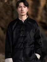 Retro Satin Chinese style Jacket With Plus Velvet - Image 2