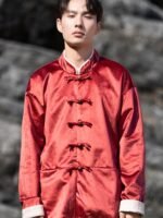 Retro Satin Chinese style Jacket With Plus Velvet - Image 3