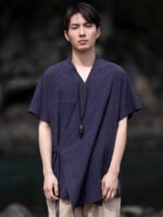 Retro V-Neck Linen Short Sleeve Shirt Men - Image 5