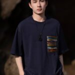Round Neck Short Sleeved Cotton T Shirt Men