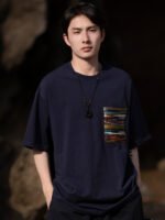Round Neck Short Sleeved Cotton T Shirt Men