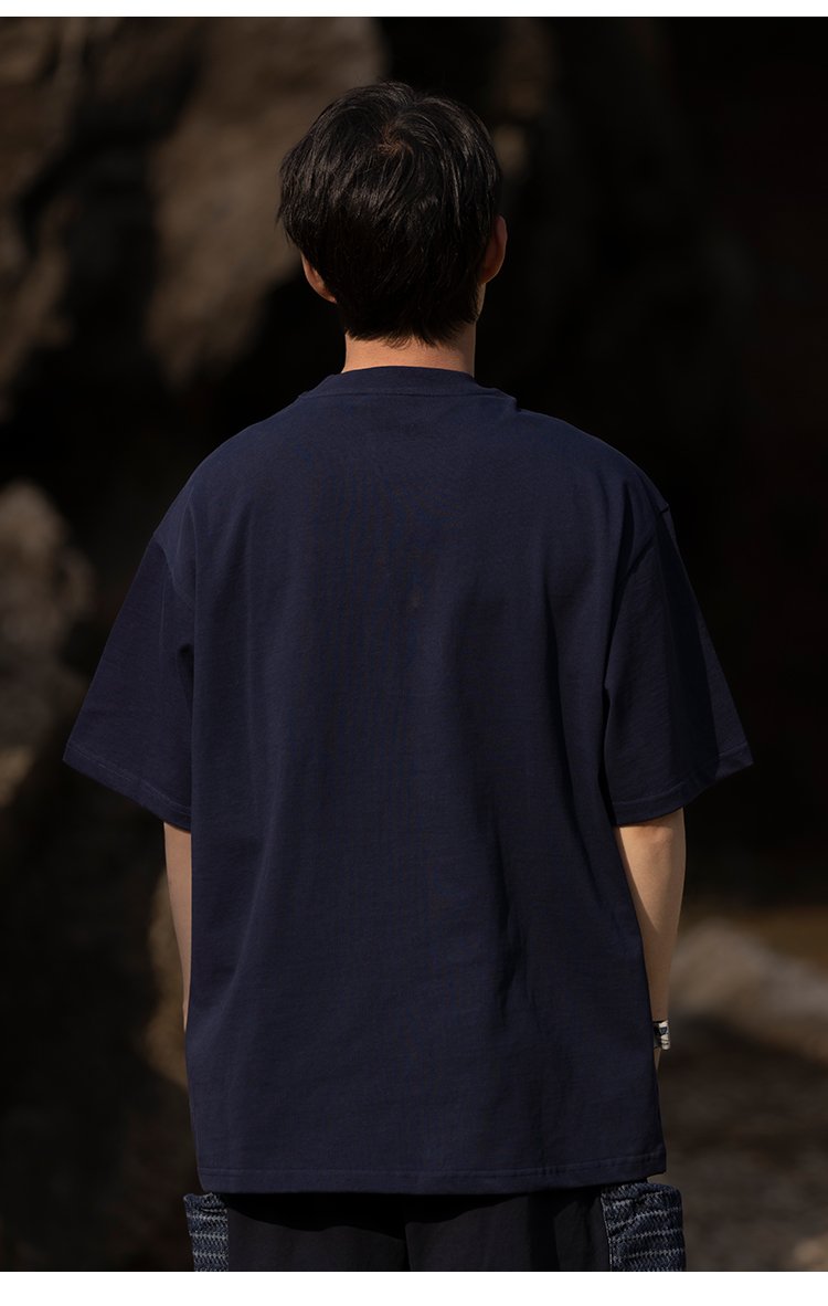 Round Neck Short Sleeved Cotton T Shirt Men