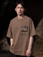 Round Neck Short Sleeved Cotton T Shirt Men - Image 3