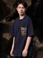 Round Neck Short Sleeved Cotton T Shirt Men - Image 5