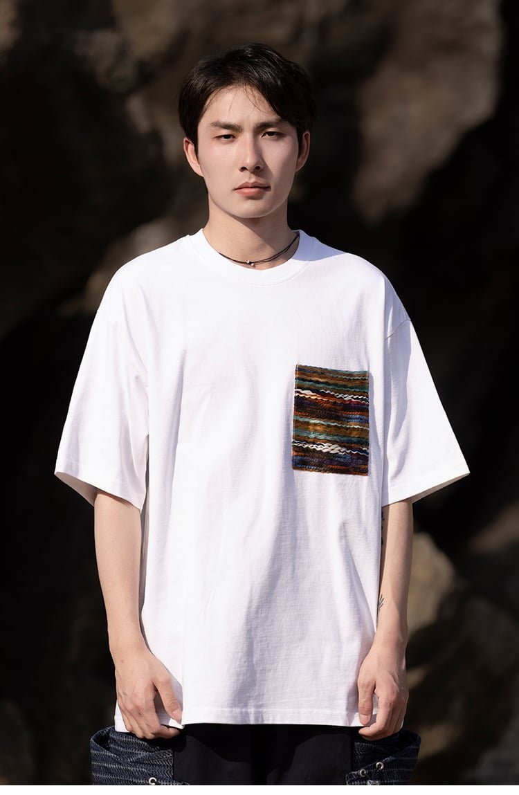 Round Neck Short Sleeved Cotton T Shirt Men