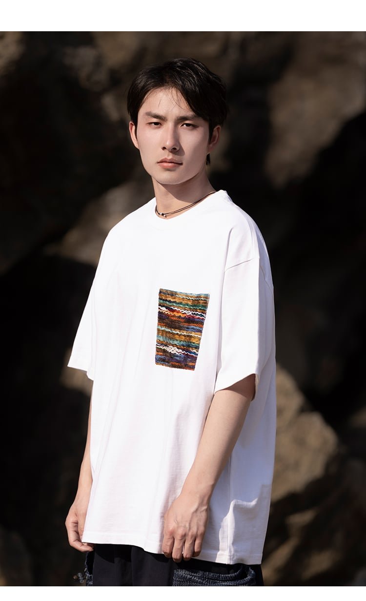 Round Neck Short Sleeved Cotton T Shirt Men