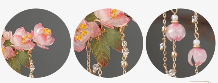 Sandalwood Fa Zan Sakura Hair Pin with Tassels