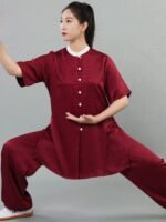 Satin Tai Chi Suit Short Sleeve Kung Fu Training Set