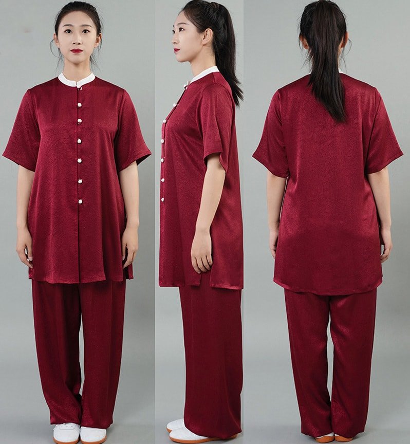 Satin Tai Chi Suit Short Sleeve Kung Fu Training Set