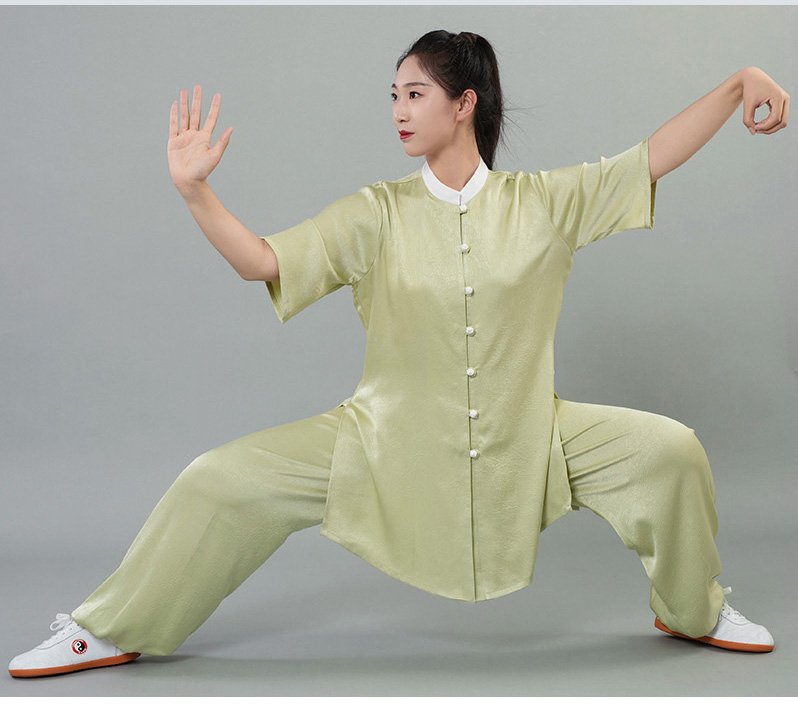 Satin Tai Chi Suit Short Sleeve Kung Fu Training Set