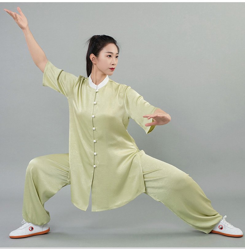 Satin Tai Chi Suit Short Sleeve Kung Fu Training Set