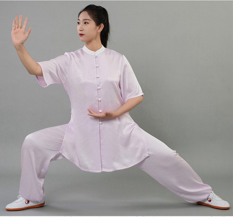 Satin Tai Chi Suit Short Sleeve Kung Fu Training Set