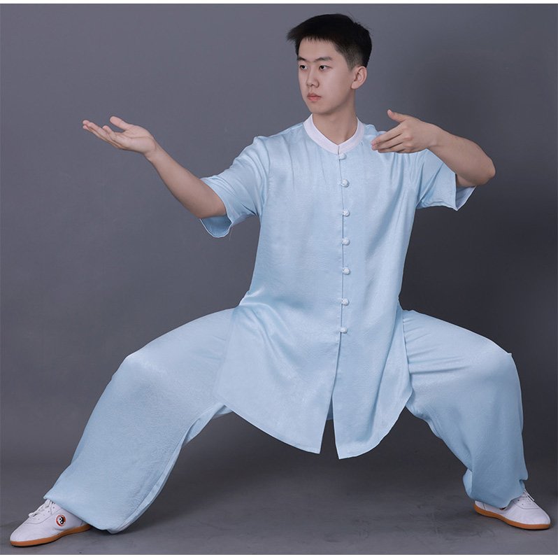 Satin Tai Chi Suit Short Sleeve Kung Fu Training Set