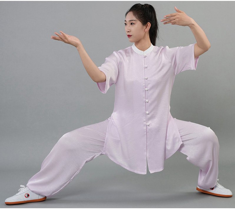 Satin Tai Chi Suit Short Sleeve Kung Fu Training Set