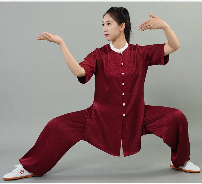 Satin Tai Chi Suit Short Sleeve Kung Fu Training Set