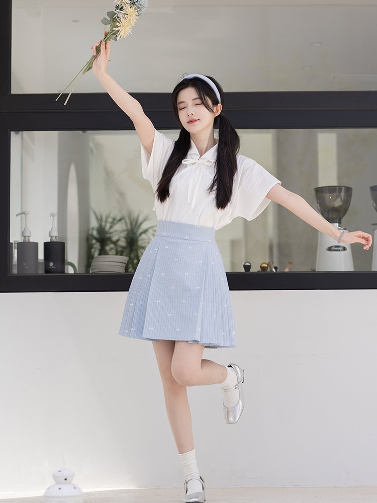Short Hanfu Embroidery Top and Horse Face Skirt