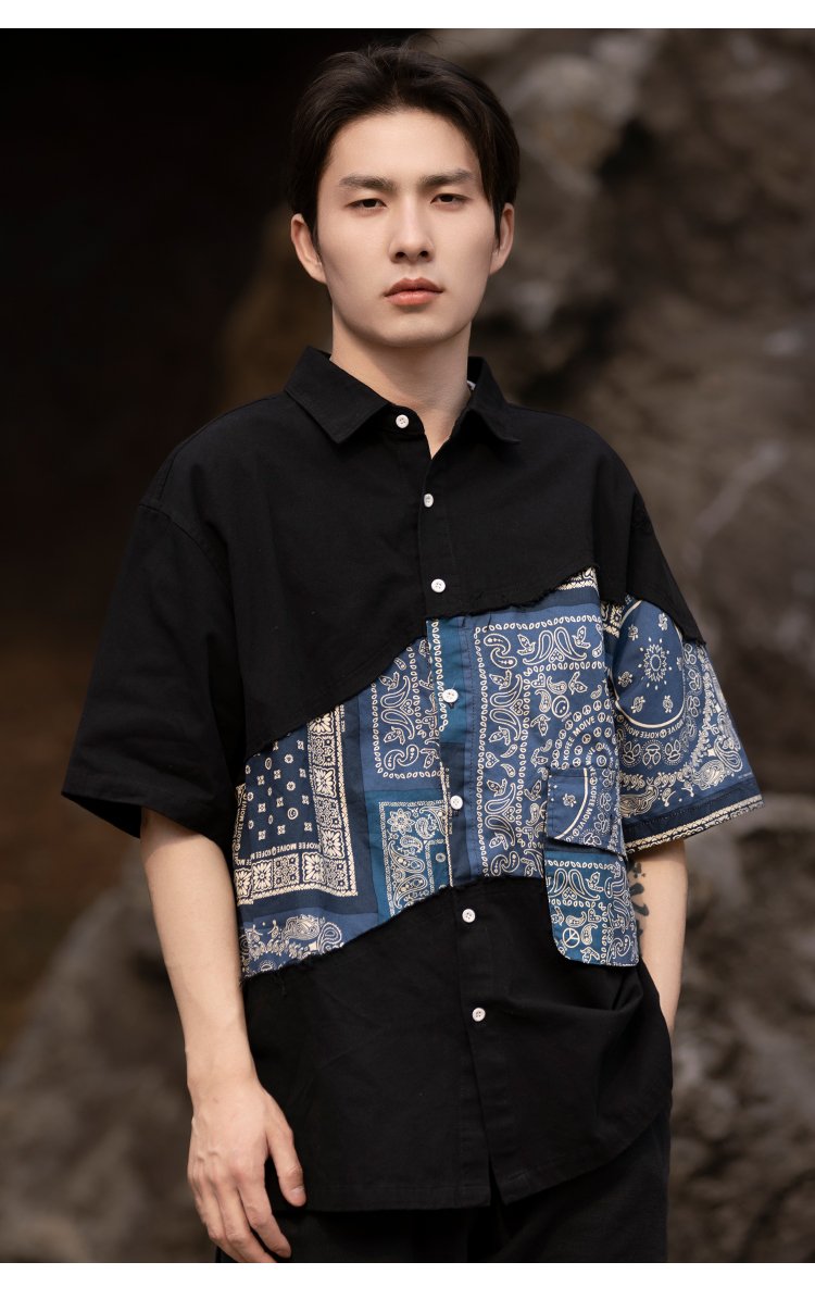 Short Sleeved Shirts For Men Retro Top